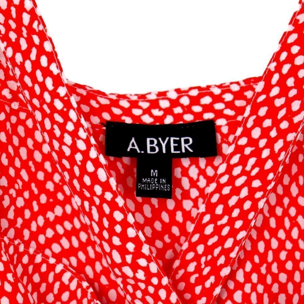 EUC A Byer Summer Dress Size Medium Red with Animal print‎ type polka dots - Picture 4 of 10